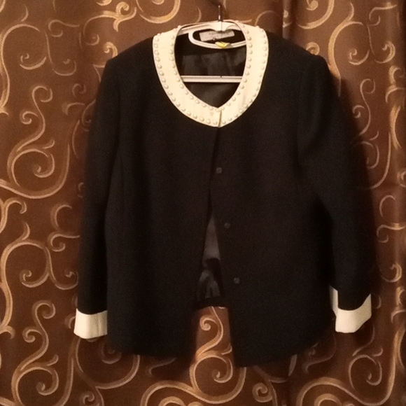 Women's Dress jacket 💙 AND WHITE BY TAHARI Arther S Le Vine Pearl Beaded - Picture 3 of 7